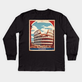 The Roman Colosseum Rome Italy Vintage Tourism Travel Poster Kids Long Sleeve T-Shirt